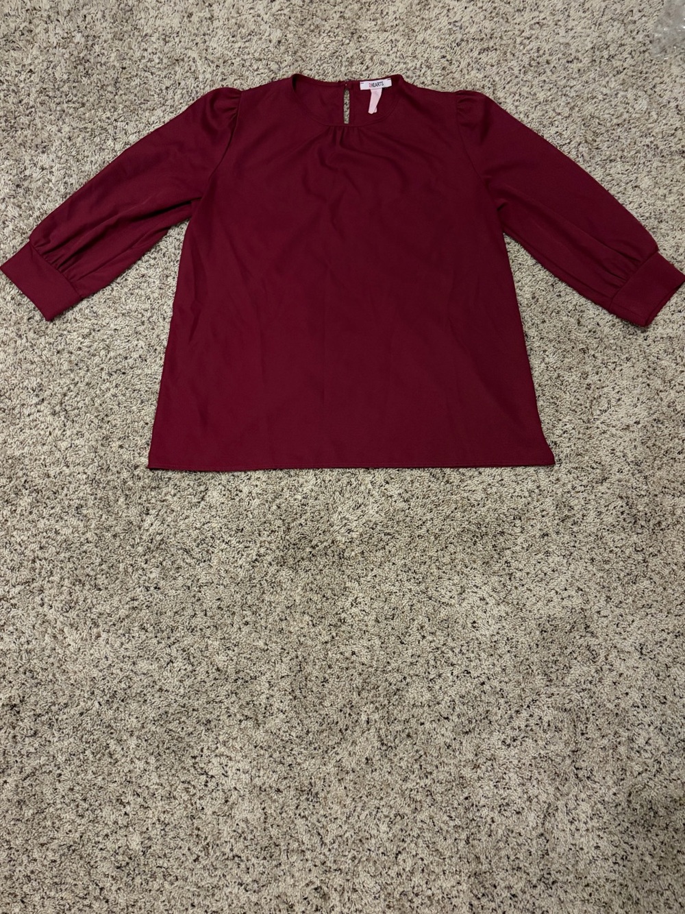 2 Hearts Classic Burgundy 3/4 Sleeve Blouse